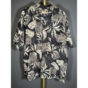 Havana Jack's Cafe Hawaiian Shirt Men's XL Black Floral Silk